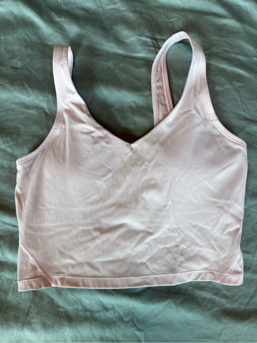 Light Pink V-Neck Long Line Sports Bra